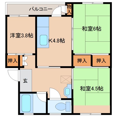 高の原駅 徒歩9分 2階の物件間取画像